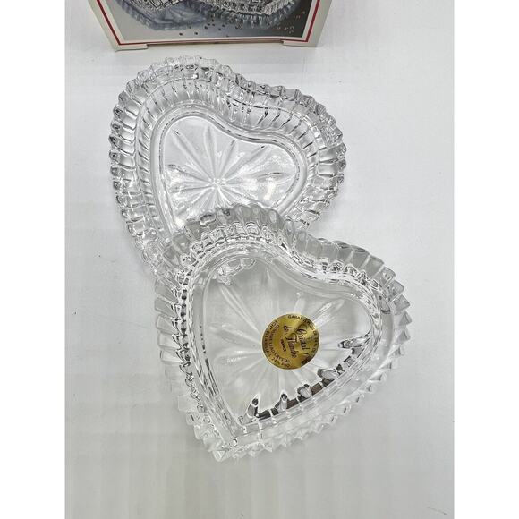 COEUR Crystal Heart‎ Shaped Box 24% Lead Crystal 4” Made In France NEW IN BOX - Picture 3 of 7